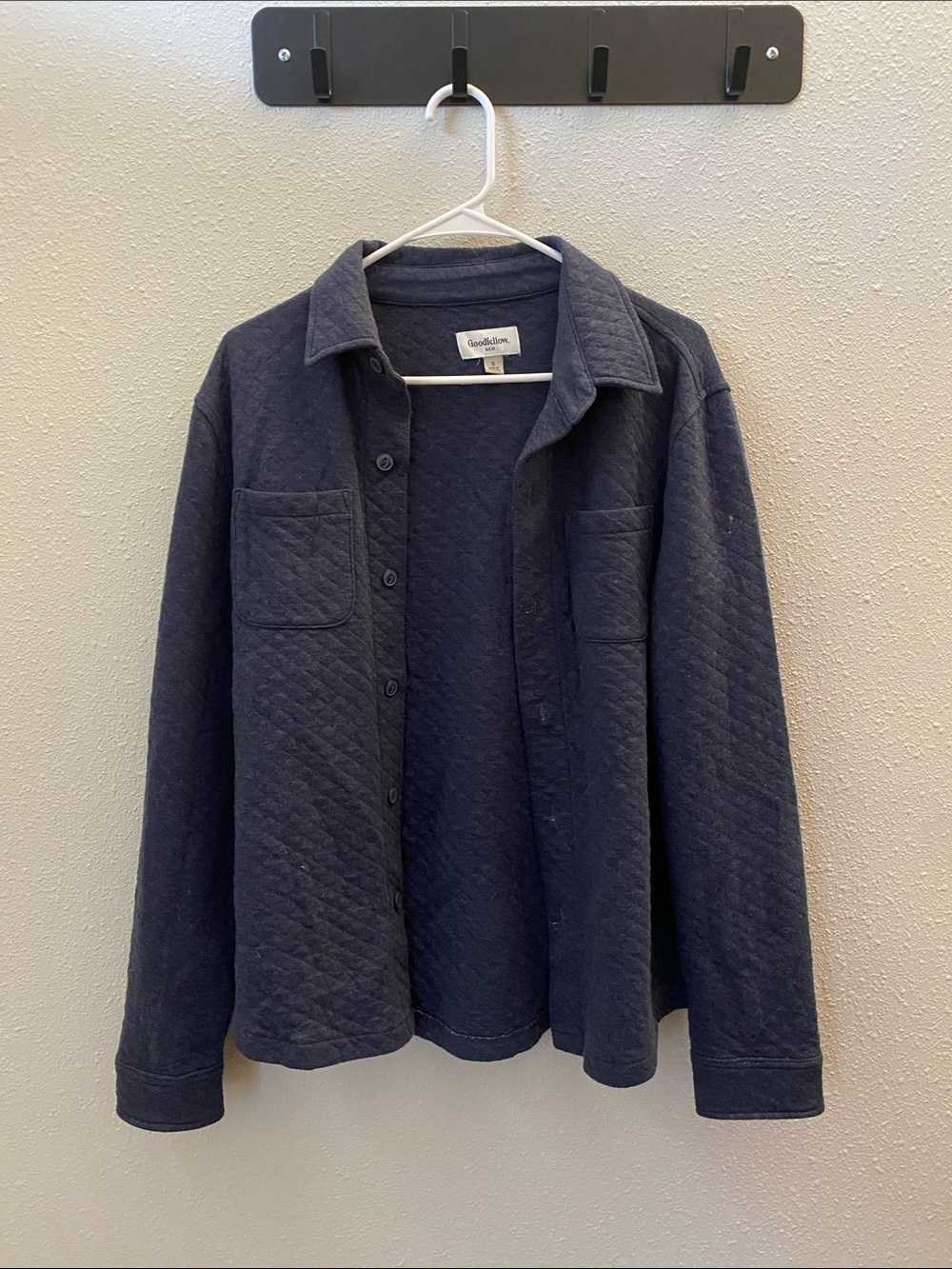 Goodfellow & Co Quilted Dark Navy Button-Up Shirt Jacket